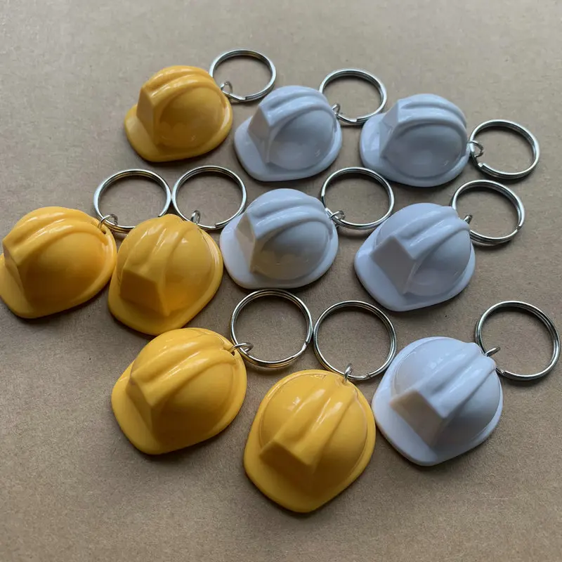 3D safety helmet keychain key  - Heavy Equipment Keychain 评论和价格